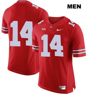 Men's NCAA Ohio State Buckeyes K.J. Hill #14 College Stitched No Name Authentic Nike Red Football Jersey FP20Q21ZW